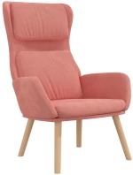 vidaXL Πολυθρόνα Relax Ροζ Βελούδινη με Σκαμπό  Ροζ