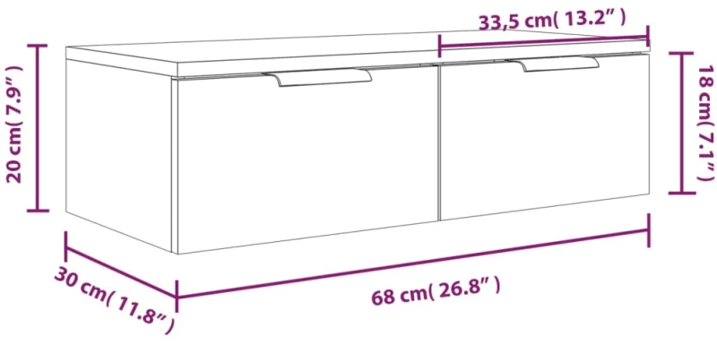 vidaXL Ντουλάπι Τοίχου Καπνιστή Δρυς 68x30x20 εκ. Επεξεργασμένο Ξύλο N/A Καφέ