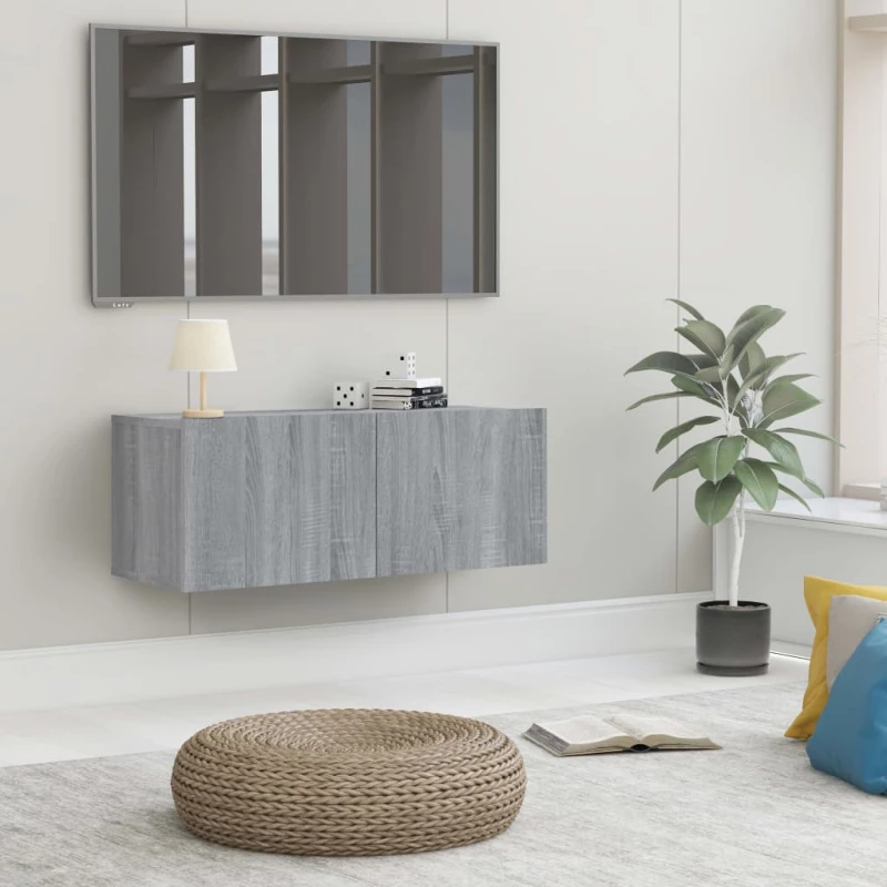 vidaXL Έπιπλο Τηλεόρασης Γκρι Sonoma 80x30x30 εκ. από Επεξεργ. Ξύλο N/A Γκρι
