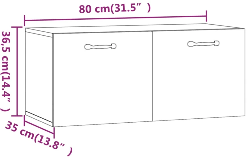 vidaXL Ντουλάπι Τοίχου Γκρι Σκυρ. 80x35x36,5 εκ. Επεξεργασμένο Ξύλο N/A Γκρι
