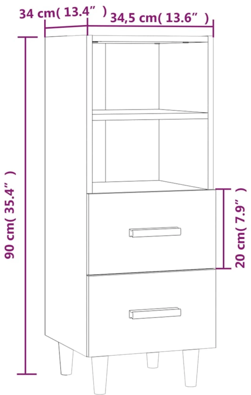 vidaXL Ντουλάπι Καπνιστή Δρυς 34,5 x 34 x 90 εκ. Επεξεργασμένο Ξύλο N/A Καφέ
