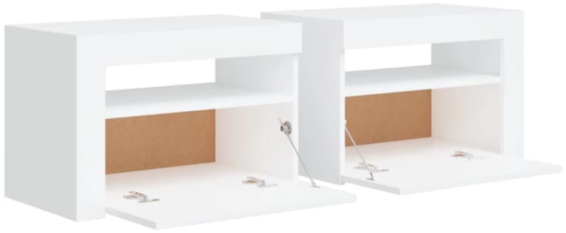 vidaXL Κομοδίνα με LED 2 τεμ. Λευκό 60 x 35 x 40 εκ. N/A Λευκό