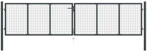 vidaXL Πόρτα Περίφραξης με Πλέγμα Γκρι 400 x 150 εκ. Γαλβαν. Χάλυβας 400 x 150 cm Ανθρακί