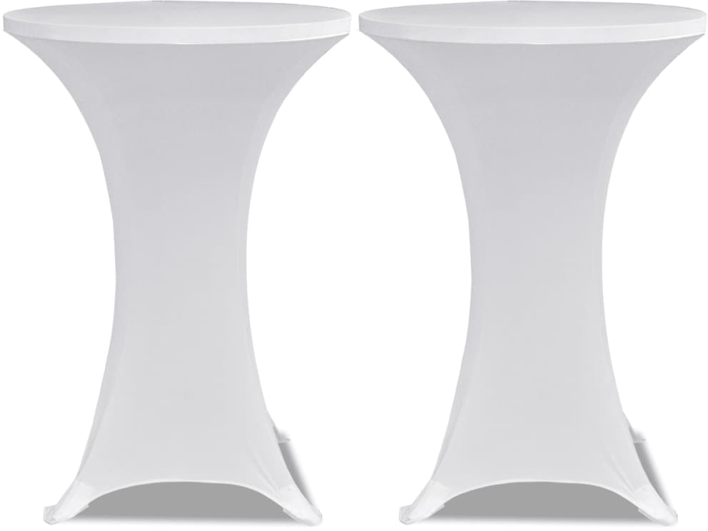 Κάλυμμα Τραπεζιού Stretch 2 τεμ. Λευκό Ø 60 εκ. 60 cm Λευκό