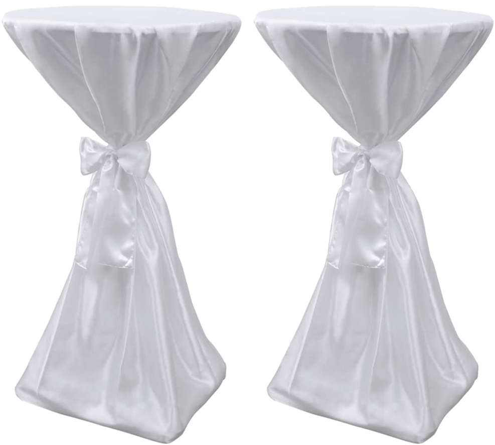 Κάλυμμα Τραπεζιού με Κορδέλα 2 τεμ. Λευκό 80 εκ. 80 cm Λευκό