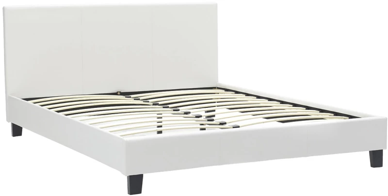 Κρεβάτι Nevil pakoworld διπλό 150x200 PU χρώμα λευκό ματ