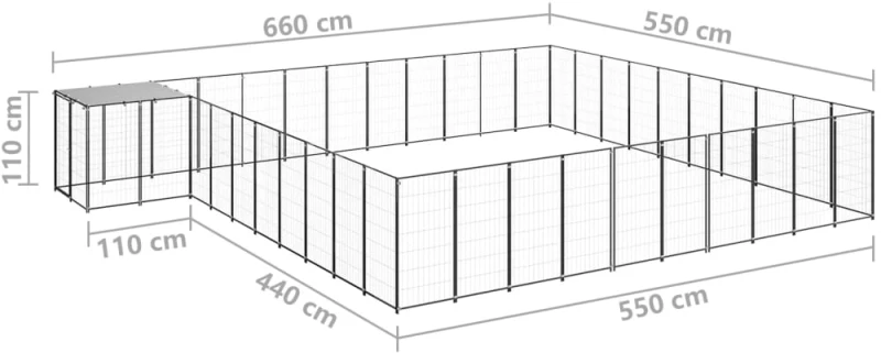 vidaXL Σπιτάκι Σκύλου Μαύρο 31,46 μ² Ατσάλινο 31.46 m² Μαύρο