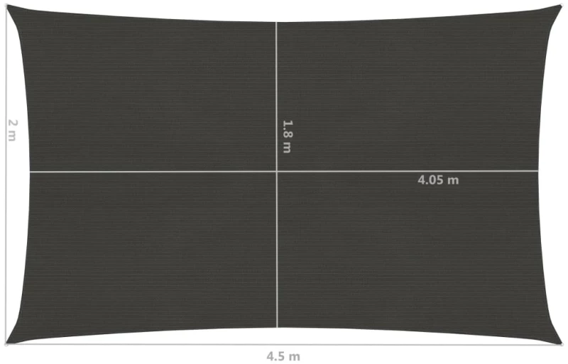 vidaXL Πανί Σκίασης Ανθρακί 2 x 4,5 μ. από HDPE 160 γρ./μ² 2 x 4.5 m Ανθρακί