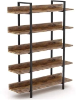 Βιβλιοθήκη Almond pakoworld καρυδί-μαύρο 119x27x185εκ