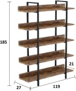 Βιβλιοθήκη Almond pakoworld καρυδί-μαύρο 119x27x185εκ