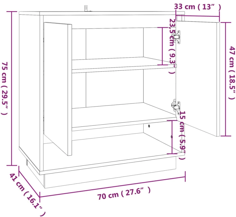 vidaXL Μπουφές Sonoma Δρυς 70 x 41 x 75 εκ. από Μοριοσανίδα N/A Καφέ