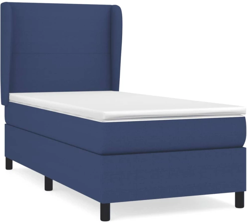 vidaXL Κρεβάτι Boxspring με Στρώμα Μπλε 90x190 εκ.Υφασμάτινο 90 x 190 cm Μπλε