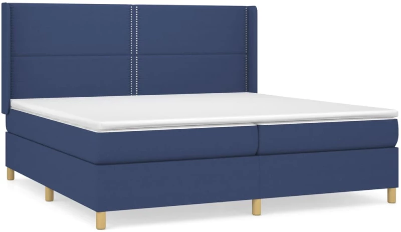 vidaXL Κρεβάτι Boxspring με Στρώμα Μπλε 200x200 εκ. Υφασμάτινο 200 x 200 cm Μπλε
