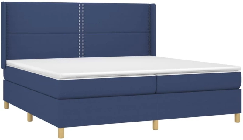 vidaXL Κρεβάτι Boxspring με Στρώμα Μπλε 200x200 εκ. Υφασμάτινο 200 x 200 cm Μπλε