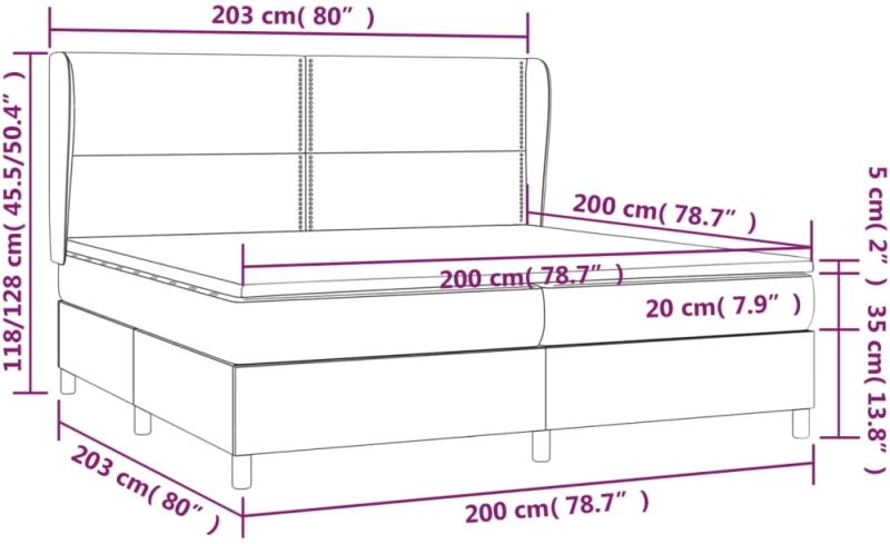 vidaXL Κρεβάτι Boxspring με Στρώμα Μπλε 200x200 εκ. Υφασμάτινο 200 x 200 cm Μπλε