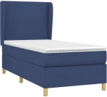 vidaXL Κρεβάτι Boxspring με Στρώμα Μπλε 90x190 εκ.Υφασμάτινο 90 x 190 cm Μπλε
