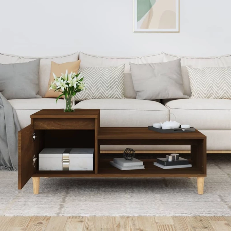 vidaXL Τραπεζάκι Σαλονιού Καφέ Δρυς 100x50x45 εκ. Επεξεργασμ. Ξύλο N/A Καφέ