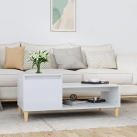 vidaXL Τραπεζάκι Σαλονιού Γυαλ. Λευκό 100x50x45 εκ. Επεξεργ. Ξύλο N/A Λευκό