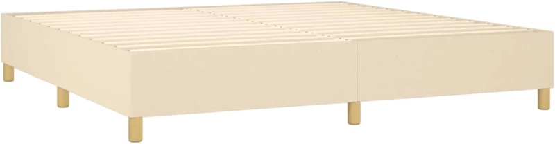 vidaXL Κρεβάτι Boxspring με Στρώμα Κρεμ 200x200 εκ. Υφασμάτινο 200 x 200 cm Κρεμ