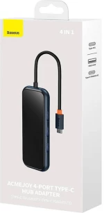 Hub 4in1 Baseus AcmeJoy Series USB-C to 3xUSB 3.0 + USB-C PD (dark grey)