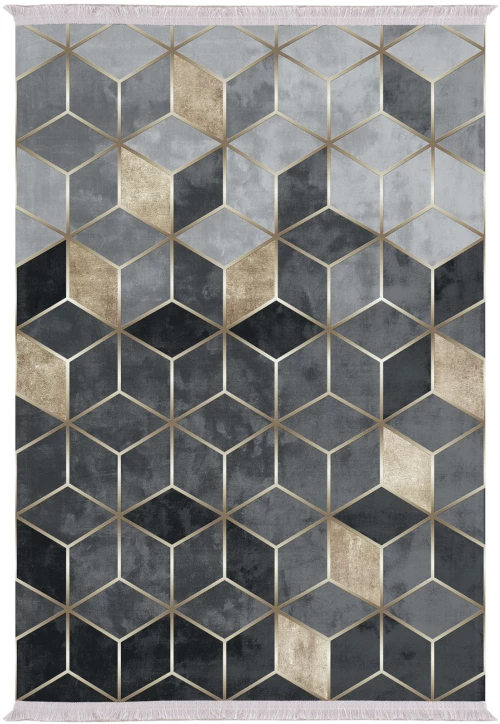 ΧΑΛΙ ΣΑΛΟΝΙΟΥ ΜΕ ΚΡΟΣΙΑ JOSIANE ΓΚΡΙ- ΧΡΥΣΟ HM7723.18 180X280 εκ. (Η τιμή αφορά το 1 τεμάχιο)