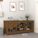 vidaXL Παπουτσοθήκη Μελί 110x38x45,5 εκ. από Μασίφ Ξύλο Πεύκου N/A Καφέ