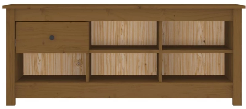 vidaXL Παπουτσοθήκη Μελί 110x38x45,5 εκ. από Μασίφ Ξύλο Πεύκου N/A Καφέ