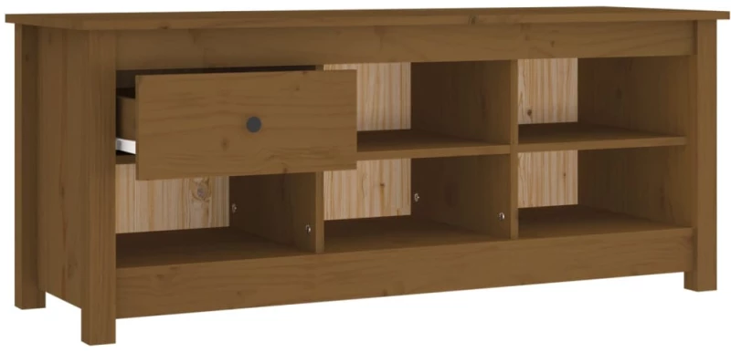 vidaXL Παπουτσοθήκη Μελί 110x38x45,5 εκ. από Μασίφ Ξύλο Πεύκου N/A Καφέ