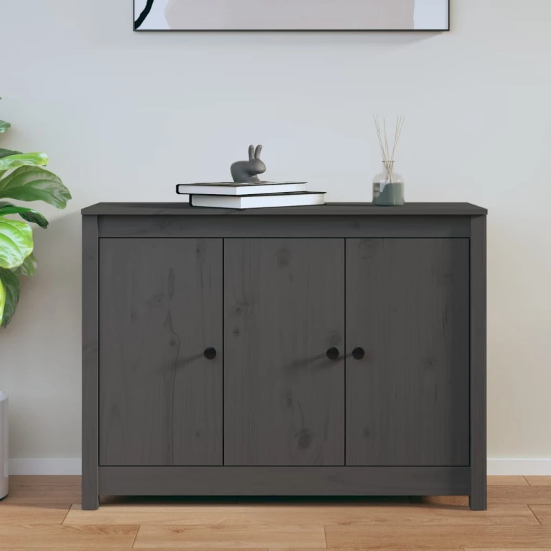 vidaXL Ντουλάπι Γκρι 100 x 35 x 74 εκ. από Μασίφ Ξύλο Πεύκου N/A Γκρι