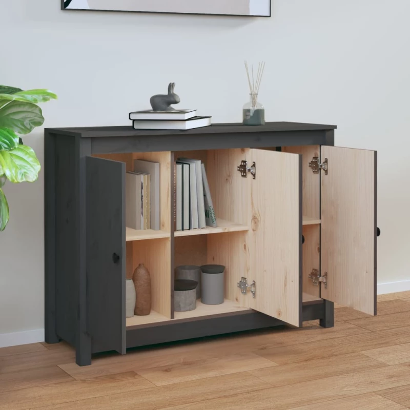 vidaXL Ντουλάπι Γκρι 100 x 35 x 74 εκ. από Μασίφ Ξύλο Πεύκου N/A Γκρι