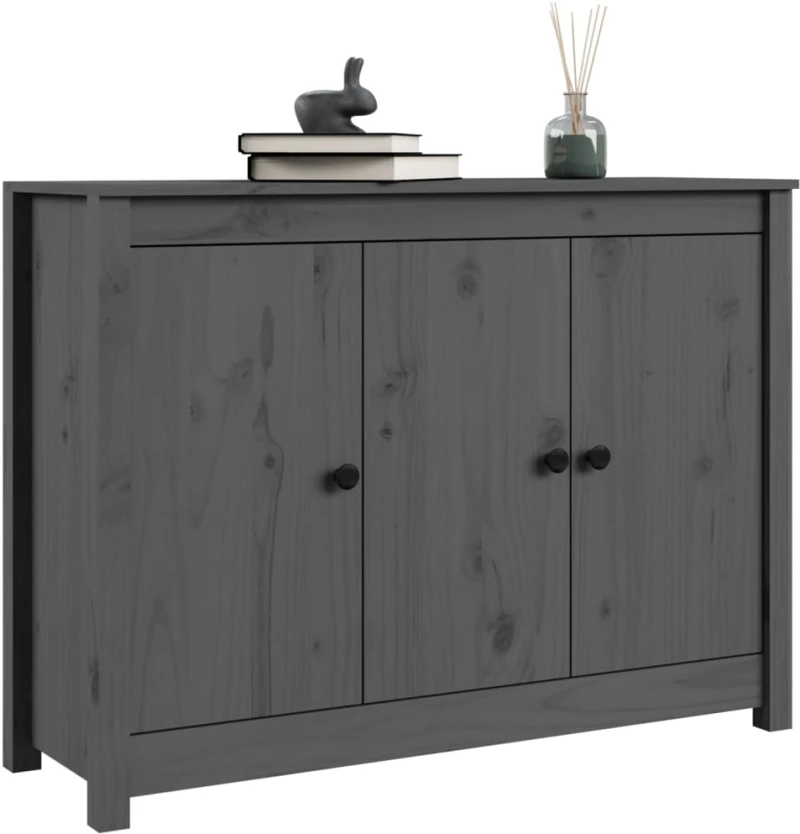 vidaXL Ντουλάπι Γκρι 100 x 35 x 74 εκ. από Μασίφ Ξύλο Πεύκου N/A Γκρι