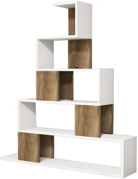 Βιβλιοθήκη PRUNELA Λευκό/Καρυδιά 120x22x131cm