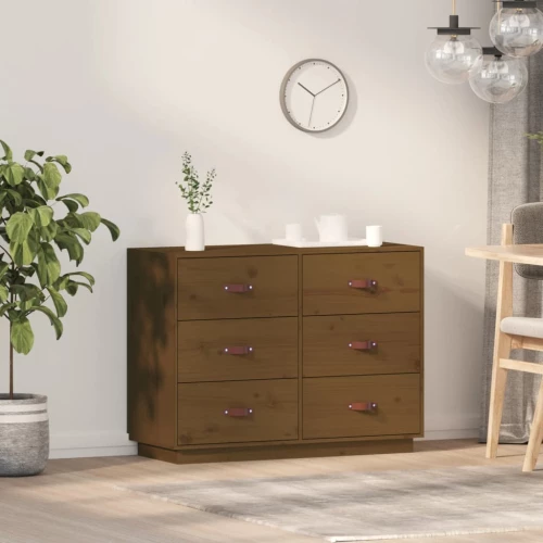 vidaXL Ντουλάπι Καφέ Μελί 100 x 4 x 75 εκ. από Μασίφ Ξύλο Πεύκου N/A Καφέ