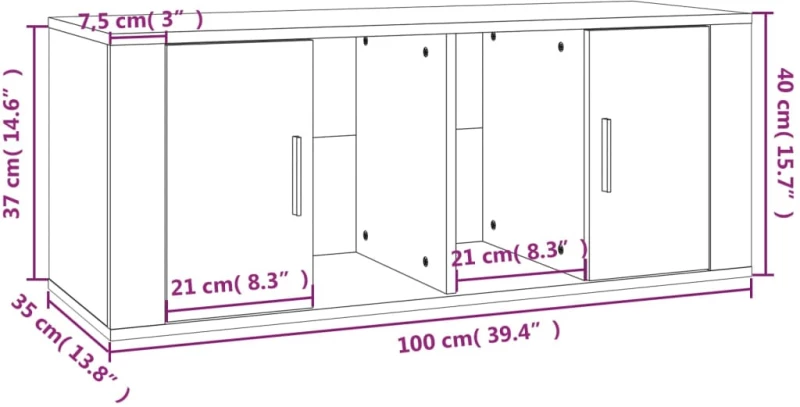 vidaXL Έπιπλο Τηλεόρασης Γκρι Σκυρ. 100x35x40 εκ. Επεξ. Ξύλο N/A Γκρι