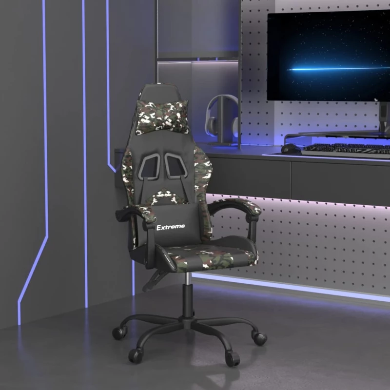 vidaXL Καρέκλα Gaming Μαύρο/Παραλλαγή από Συνθετικό Δέρμα  Μαύρο