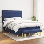 vidaXL Κρεβάτι Boxspring με Στρώμα Μπλε 140x200 εκ. Υφασμάτινο 140 x 200 cm Μπλε