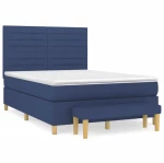 vidaXL Κρεβάτι Boxspring με Στρώμα Μπλε 140x200 εκ. Υφασμάτινο 140 x 200 cm Μπλε