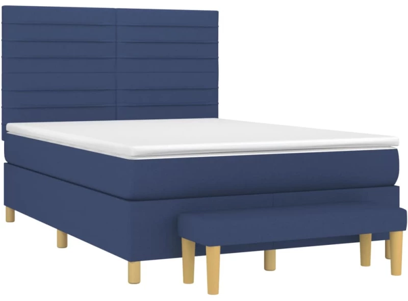 vidaXL Κρεβάτι Boxspring με Στρώμα Μπλε 140x200 εκ. Υφασμάτινο 140 x 200 cm Μπλε