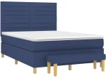 vidaXL Κρεβάτι Boxspring με Στρώμα Μπλε 140x200 εκ. Υφασμάτινο 140 x 200 cm Μπλε