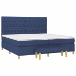 vidaXL Κρεβάτι Boxspring με Στρώμα Μπλε 200x200 εκ. Υφασμάτινο 200 x 200 cm Μπλε