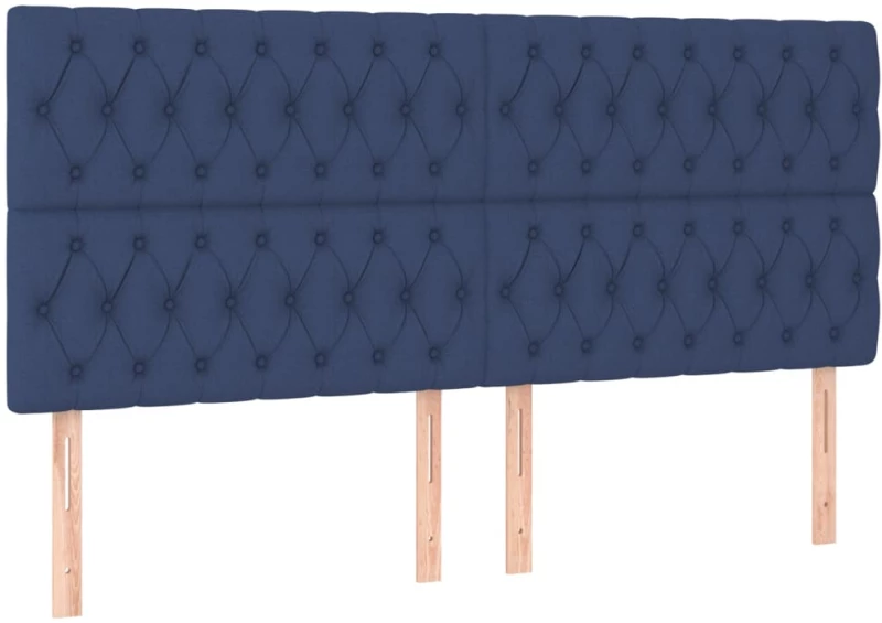 vidaXL Κρεβάτι Boxspring με Στρώμα Μπλε 200x200 εκ. Υφασμάτινο 200 x 200 cm Μπλε