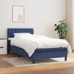 vidaXL Κρεβάτι Boxspring με Στρώμα Μπλε 100 x 200 εκ. Υφασμάτινο 100 x 200 cm Μπλε