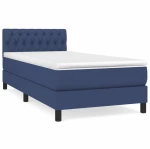 vidaXL Κρεβάτι Boxspring με Στρώμα Μπλε 100 x 200 εκ. Υφασμάτινο 100 x 200 cm Μπλε