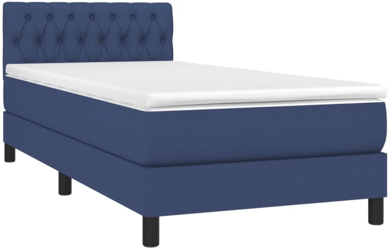 vidaXL Κρεβάτι Boxspring με Στρώμα Μπλε 100 x 200 εκ. Υφασμάτινο 100 x 200 cm Μπλε