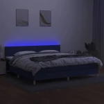 vidaXL Κρεβάτι Boxspring με Στρώμα & LED Μπλε 200x200 εκ. Υφασμάτινο 200 x 200 cm Μπλε