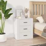 vidaXL Κομοδίνο Λευκό 50 x 36 x 60 εκ. από Επεξεργασμένο Ξύλο N/A Λευκό