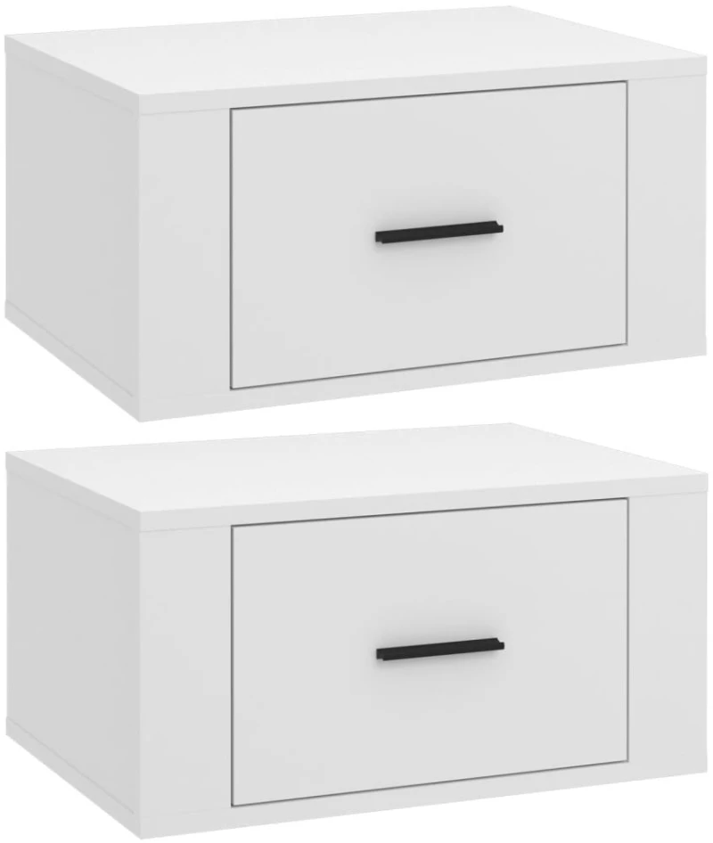 vidaXL Κομοδίνα Επιτοίχια 2 τεμ. Λευκά 50x36x25 εκ. N/A Λευκό