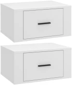 vidaXL Κομοδίνα Επιτοίχια 2 τεμ. Λευκά 50x36x25 εκ. N/A Λευκό