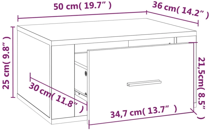 vidaXL Κομοδίνα Επιτοίχια 2 τεμ. Λευκά 50x36x25 εκ. N/A Λευκό