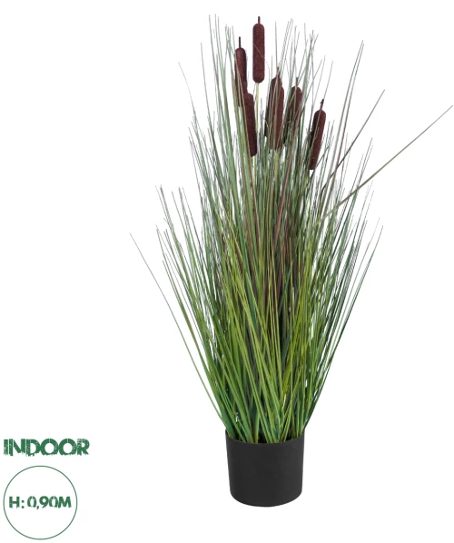 GloboStar® Artificial Garden TYPHA ANGUSTIFOLIA GRASS 20069 Τεχνητό Διακοσμητικό Φυτό Γρασίδι της Τύφας Υ90cm